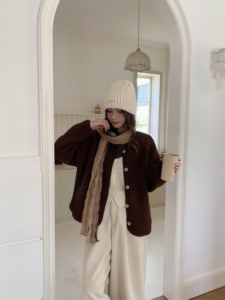 Sheepskin imitation cardigan, loose, warm