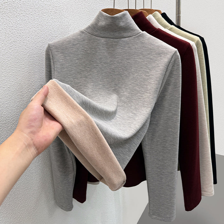 Wool blend turtleneck sweater with thermal lining