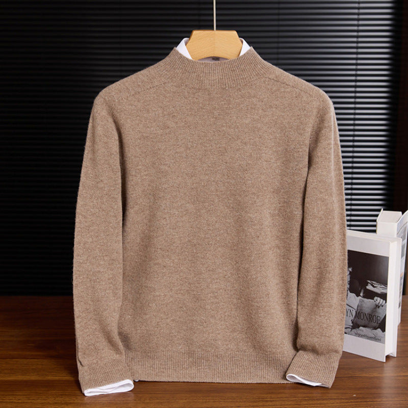Men's wool sweater, stand-up collar