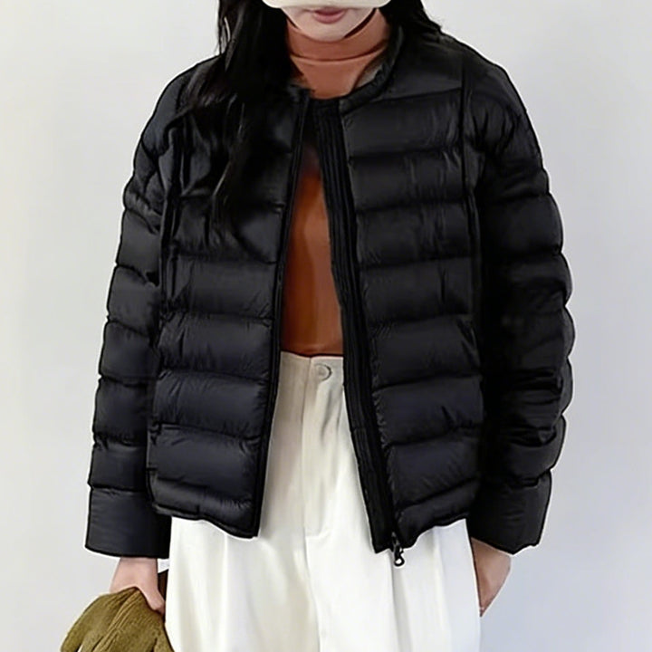 Short women's down jacket, lightweight, loose fit