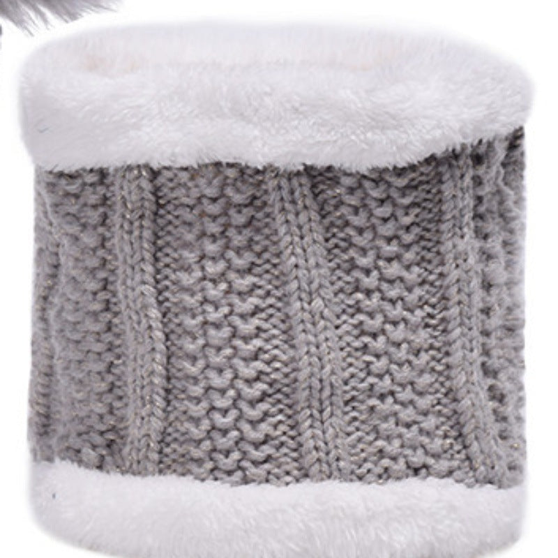 Knitted hat and scarf set, lined, for autumn and winter