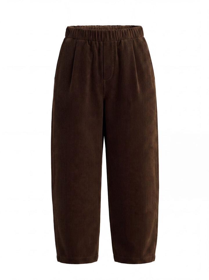 Women's corduroy pants with elastic waistband, tapered cut