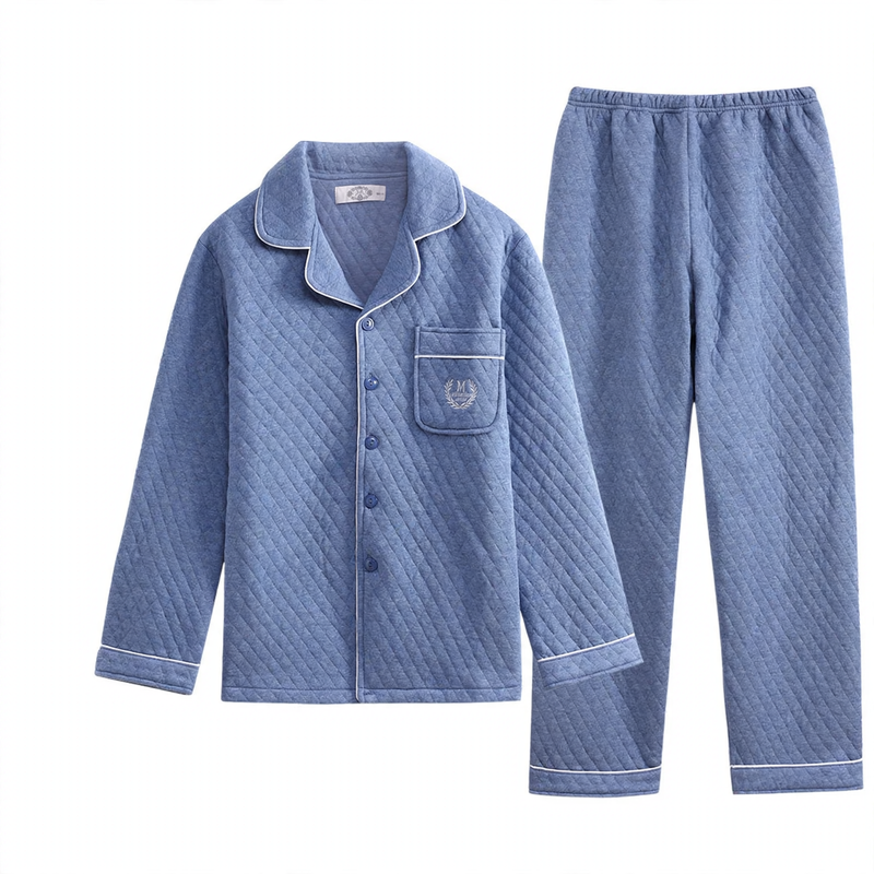 Men's pajamas, 3-layer, cotton, quilted