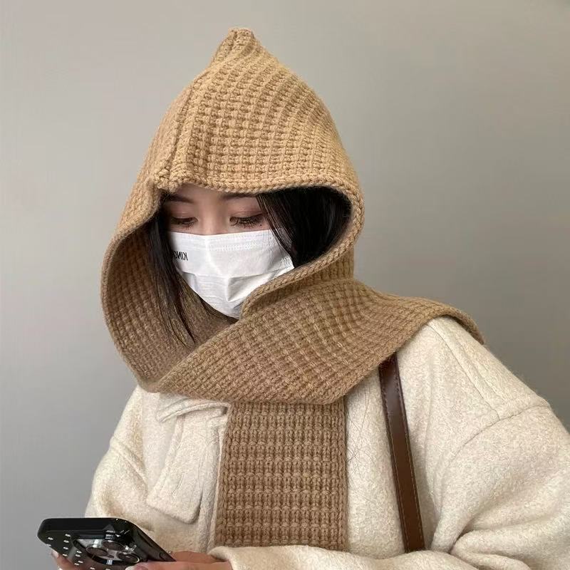 Hooded scarf combination, knit set