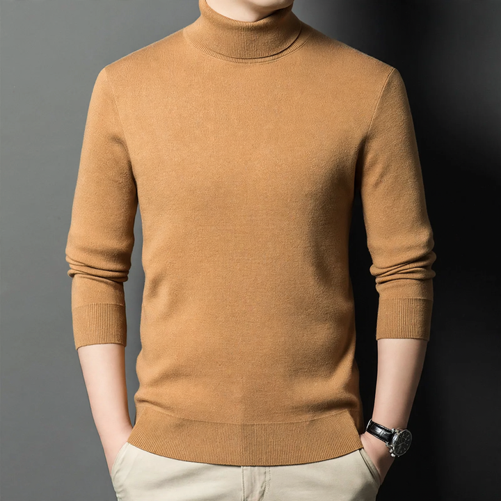 Men's wool sweater, standing collar, warm