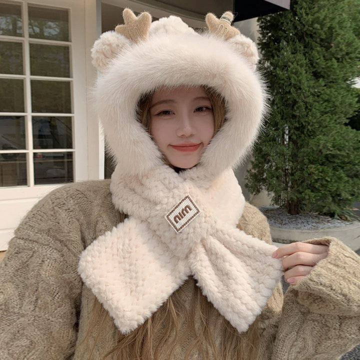 Padded hooded cap with integrated scarf