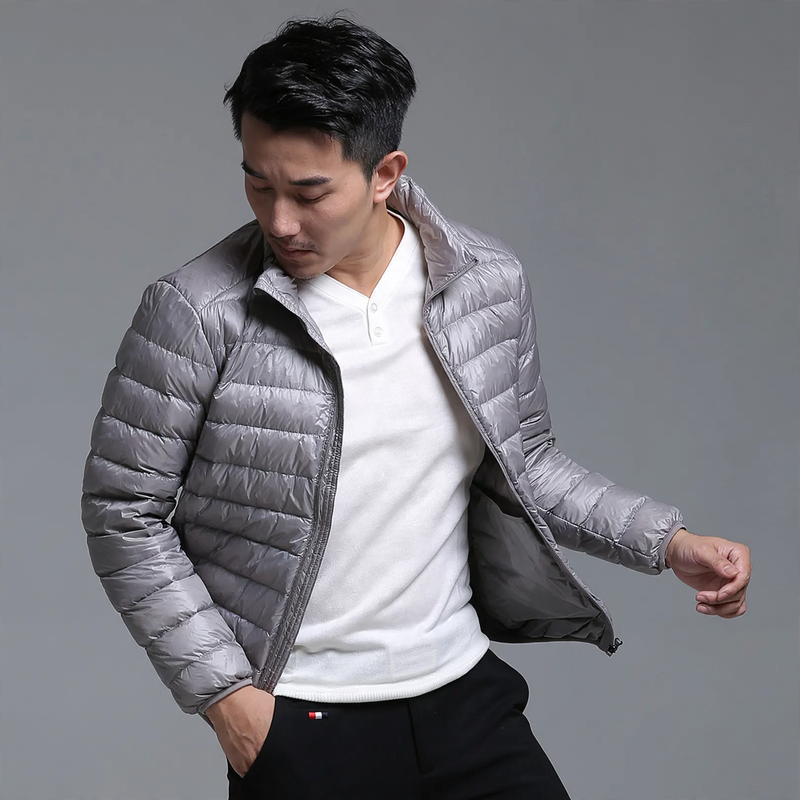 Light men's down jacket, short, various styles