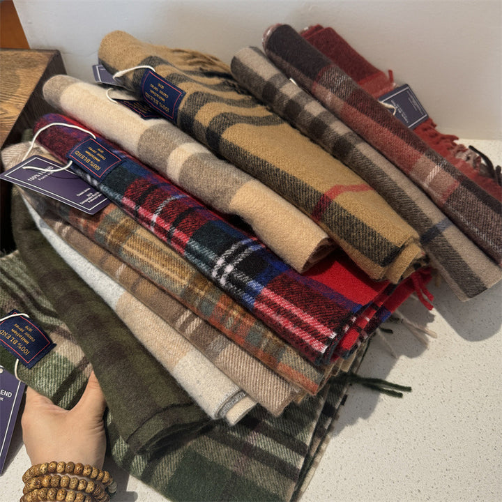 Classic checked scarf made of cashmere imitation, 180x32 cm