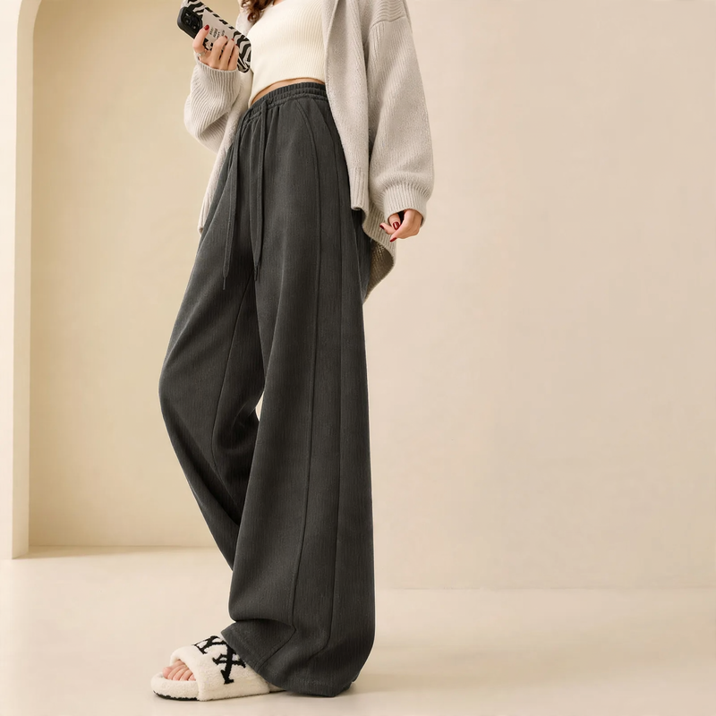 Women's corduroy pants, straight cut, lined, for autumn/winter