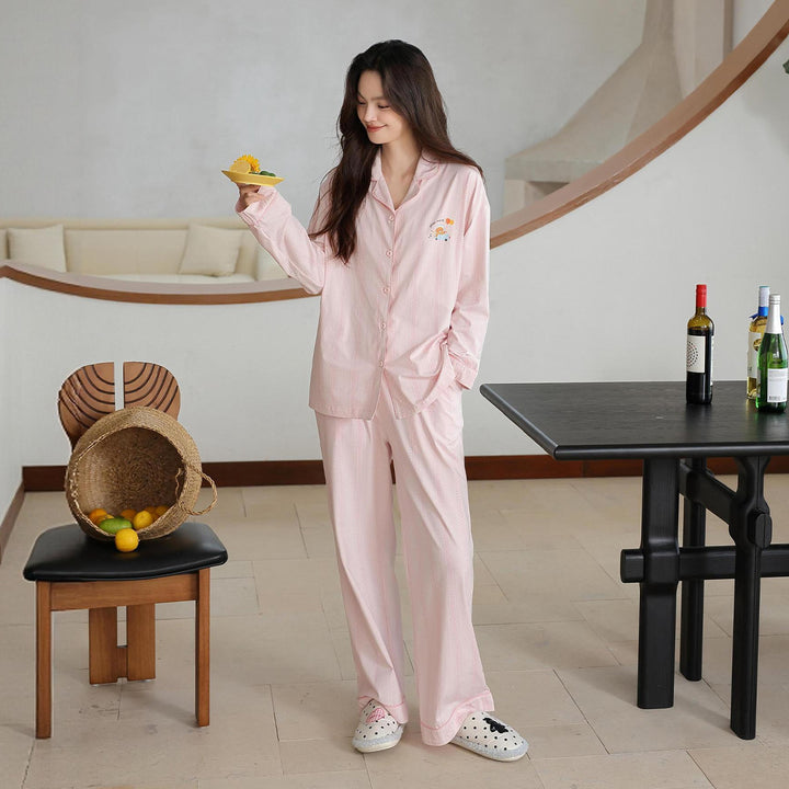 Cotton pajamas for couples, long-sleeved