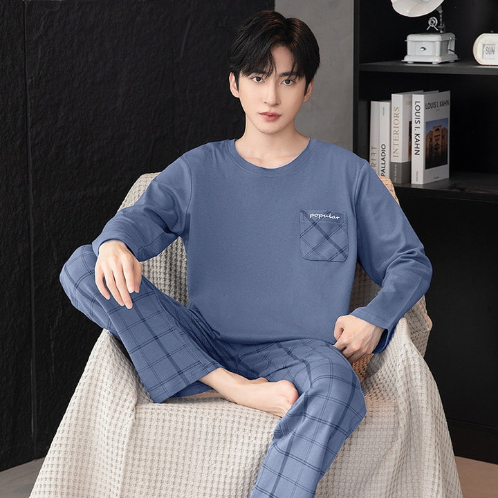 Men's Pajama Set, Crew Neck, Long Sleeve, Lightweight