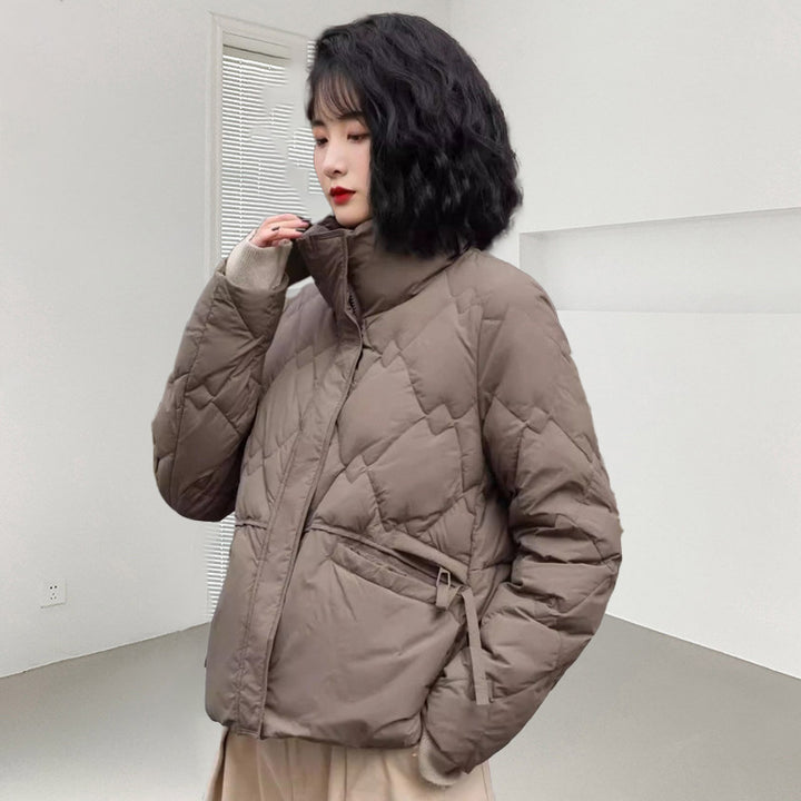 Short, padded women's down jacket