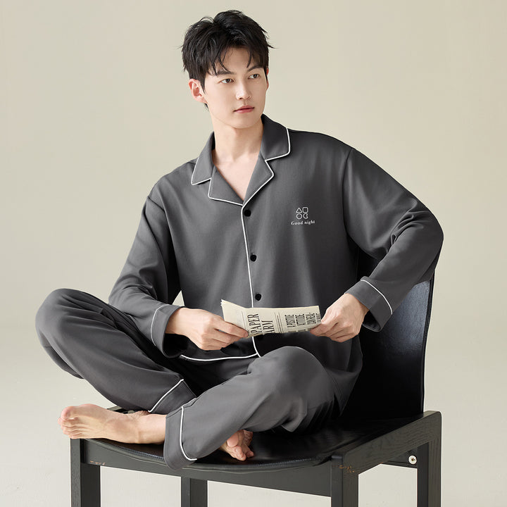 Men's cotton pajamas, casual fit, plus sizes