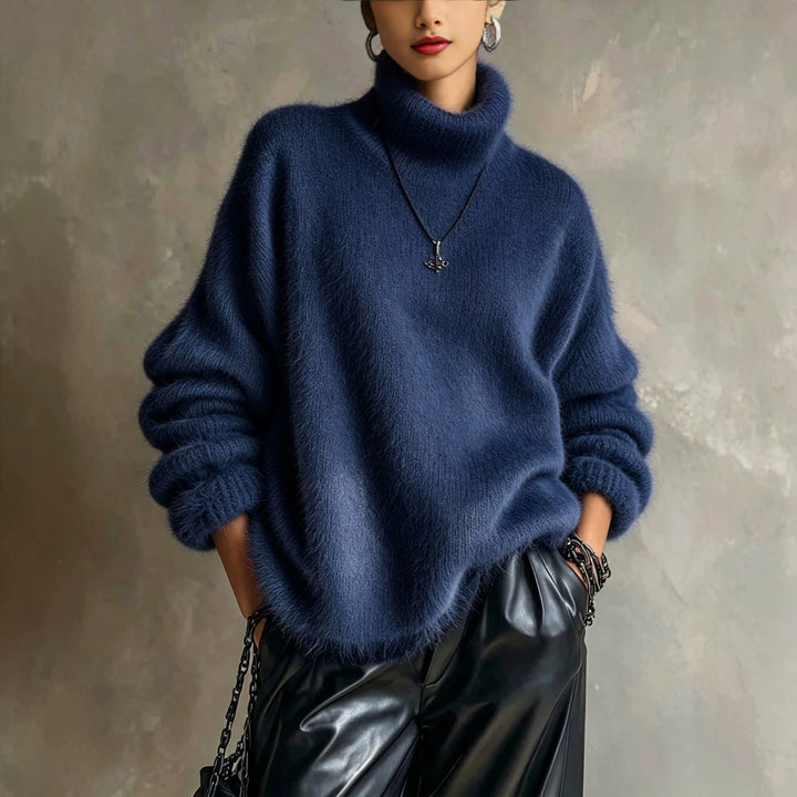 Fluffy turtleneck sweater