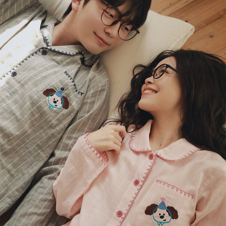 Cotton Pajama Set for Couples, Gauze Fabric