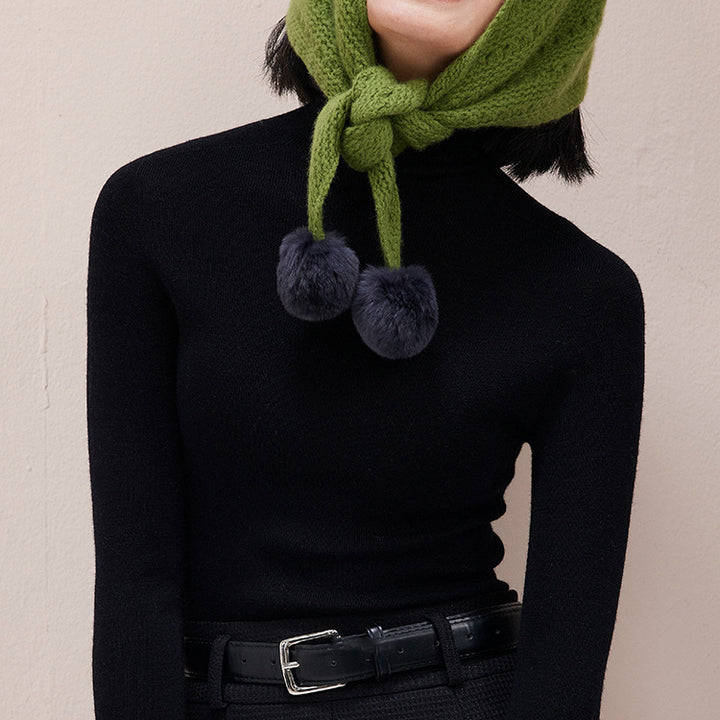 Ladies' wool sweater with stand-up collar, 100% wool