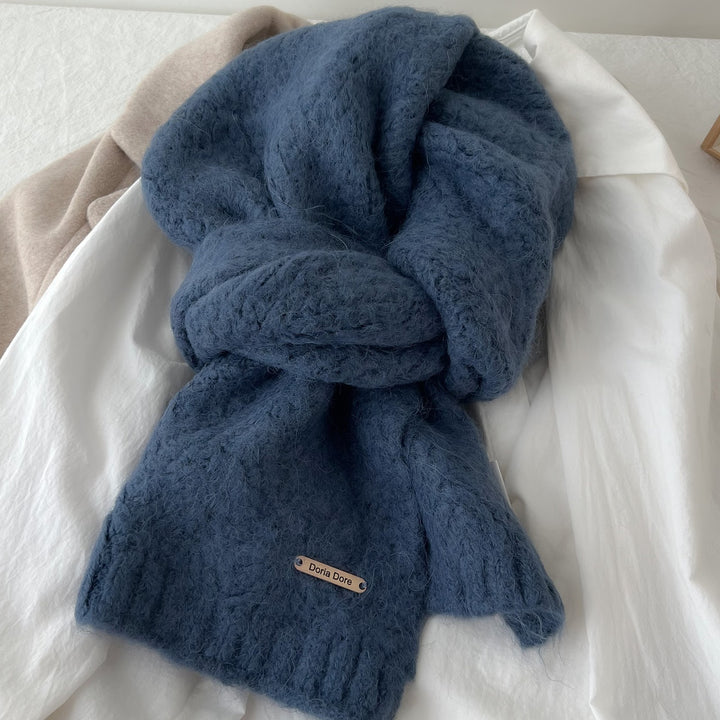 Alpaca wool blend scarf, knitted, 162cm