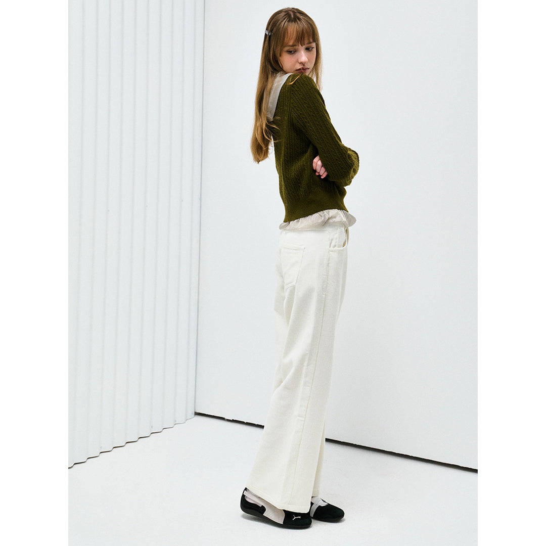 Women's corduroy pants, high-waisted, cotton, H63752