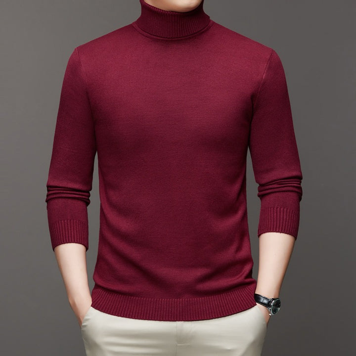 Men's knit sweater, stand-up collar, slim fit