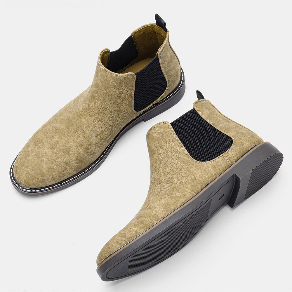Men's Chelsea boots, PU leather, non-slip, low heel