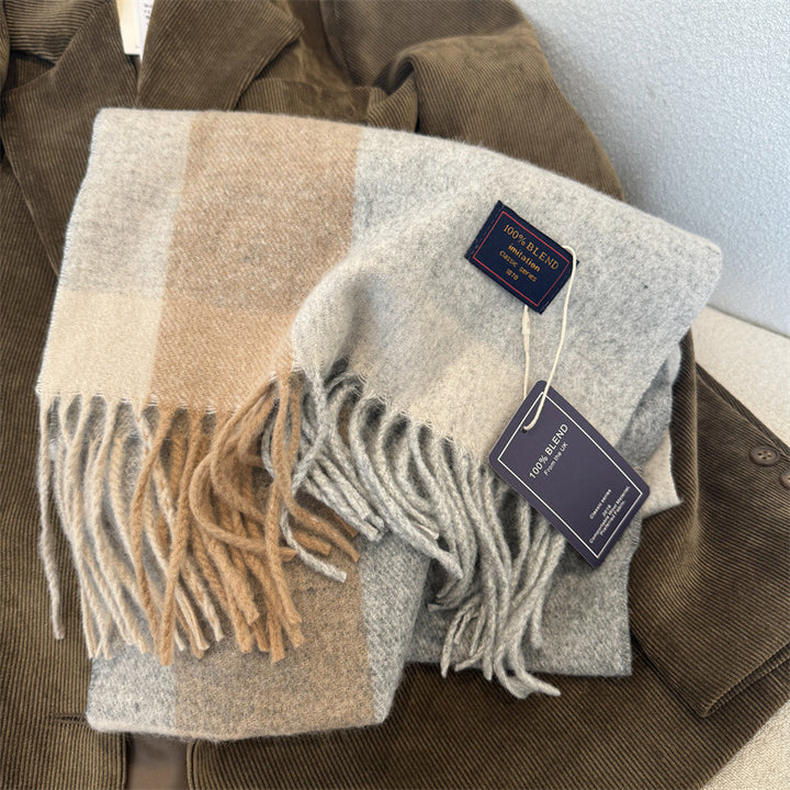 Classic checked scarf made of cashmere imitation, 180x32 cm