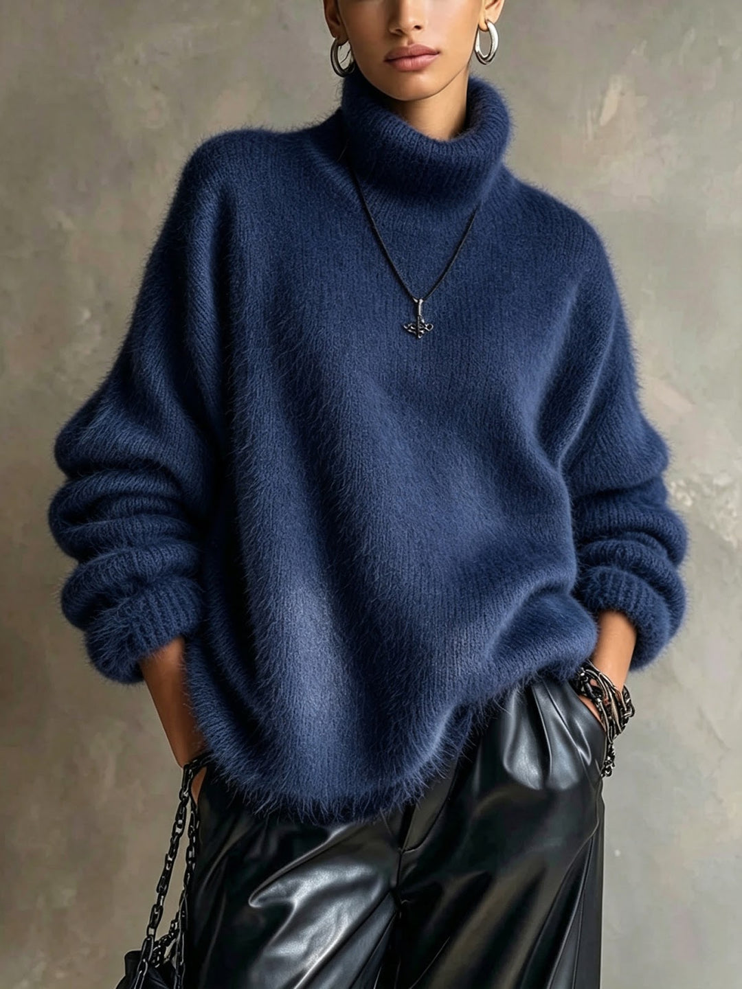Fluffy turtleneck sweater