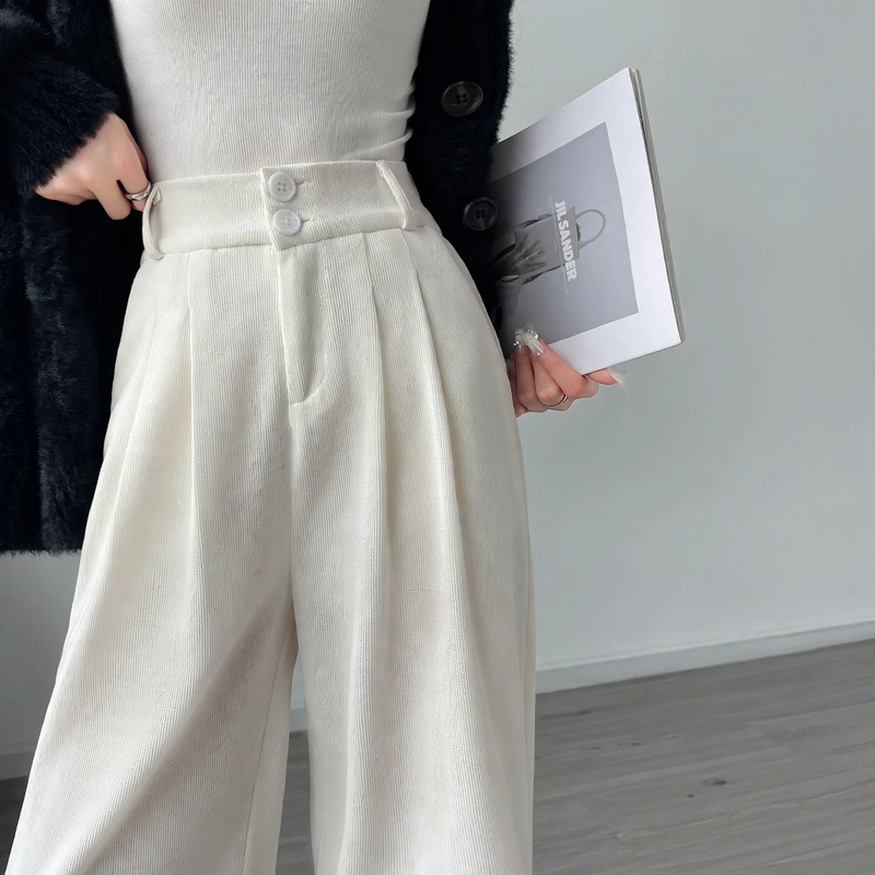 Cord suit trousers for women, lined, straight cut