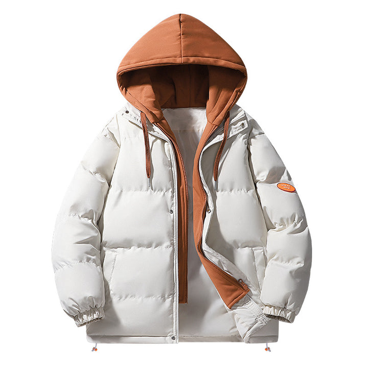 Padded hooded jacket for men, in a layered look