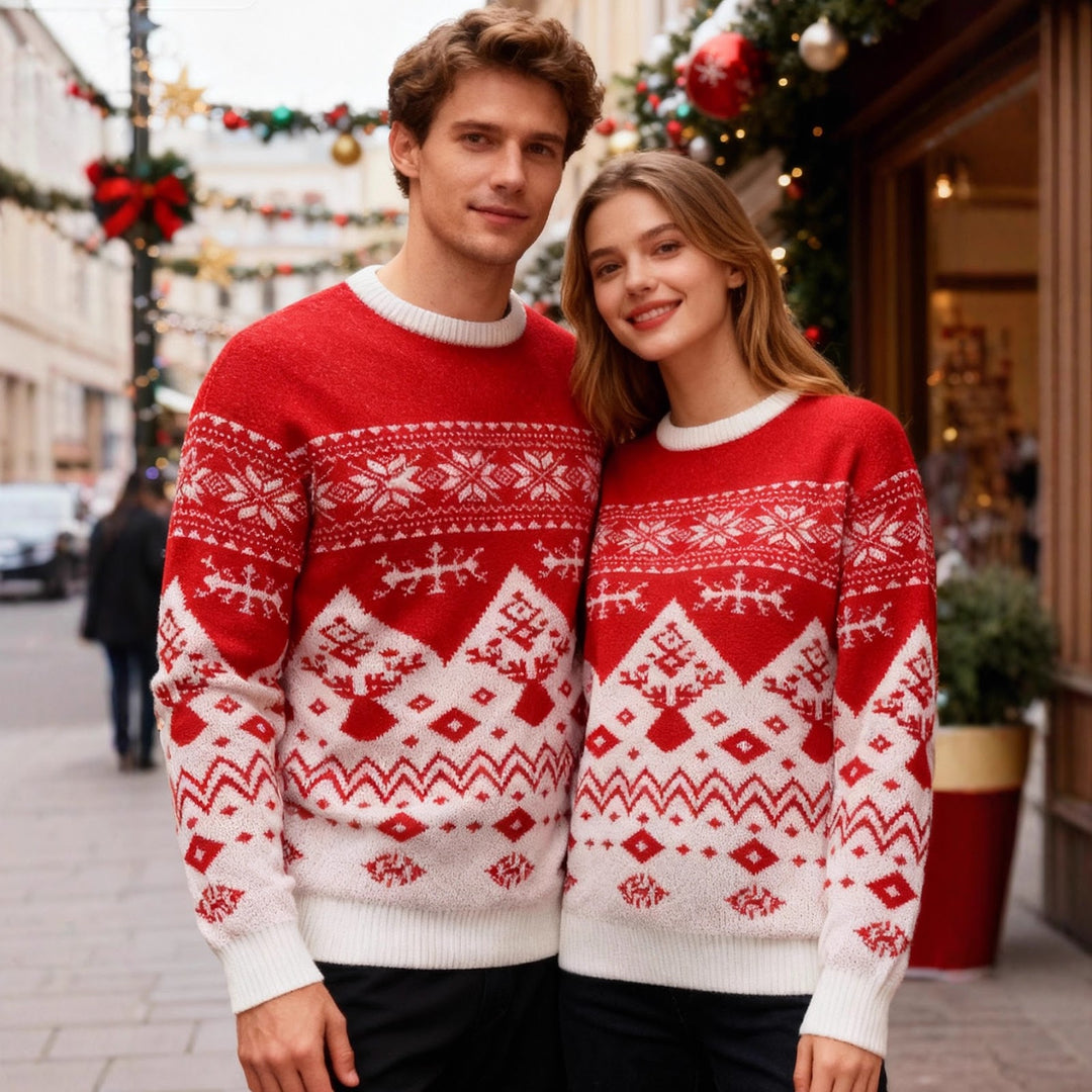 Jacquard knit pullover for couples