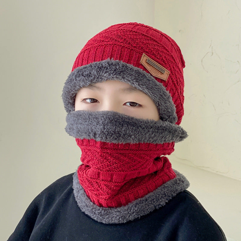 Knitted beanie and scarf set, lined, winter