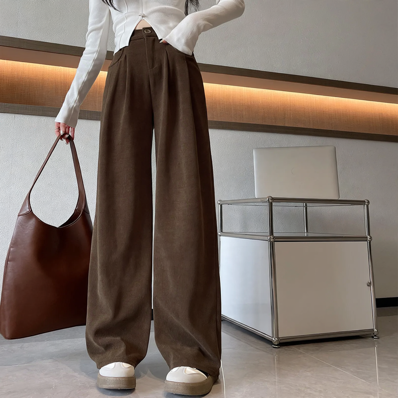 Elegant corduroy suit trousers with wide leg