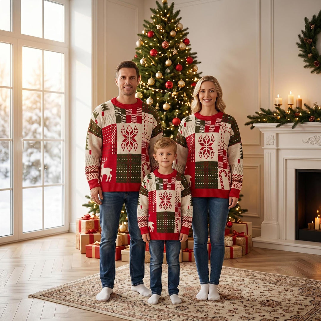Christmas knit sweater, round neck, for the whole family