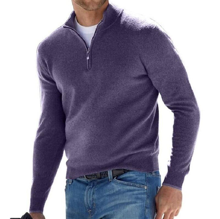 Men's Long Sleeve Cashmere Sweater with Zipper
