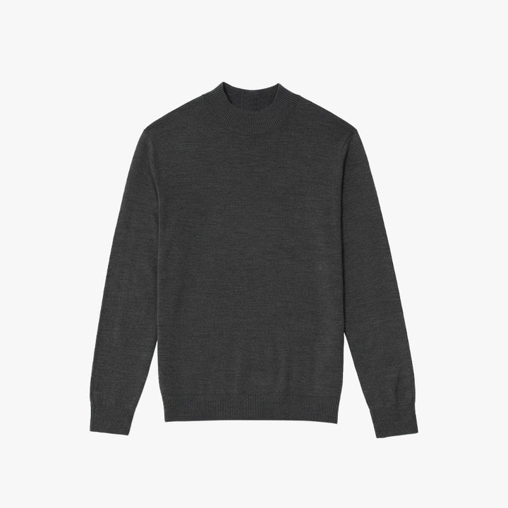 Men's knitted pullover, machine washable, stand-up collar