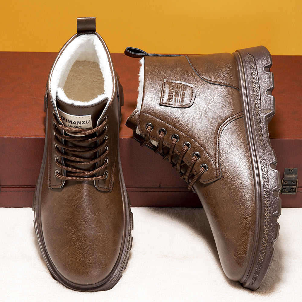 Men's ankle boots made of genuine cowhide leather, lined