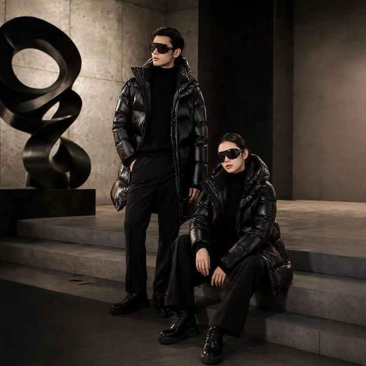 Mid-length down jacket for women, lined with white duck down