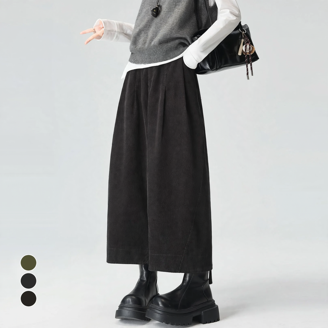 Cord pants, straight cut, 7/8 length
