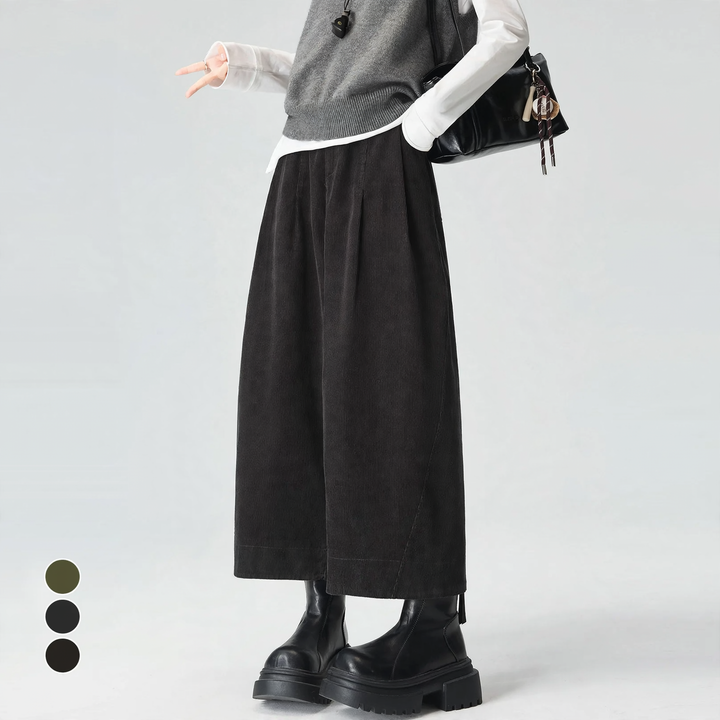 Cord pants, straight cut, 7/8 length