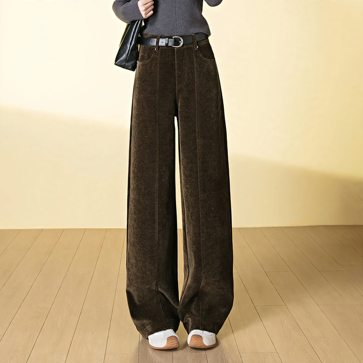 A-line corduroy trousers, high waisted, lined, winter