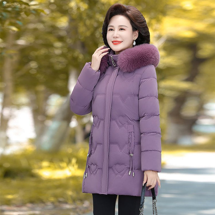 Padded women's winter coat with hood