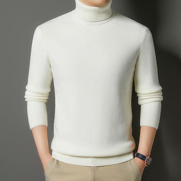 Men's turtleneck sweater with wool content, thick