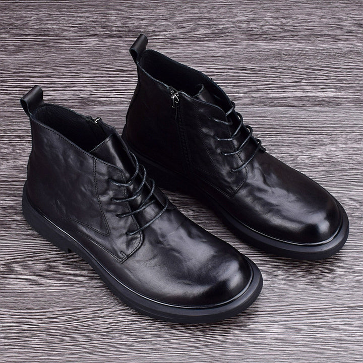 Men's leather boots, insulated, slip-resistant