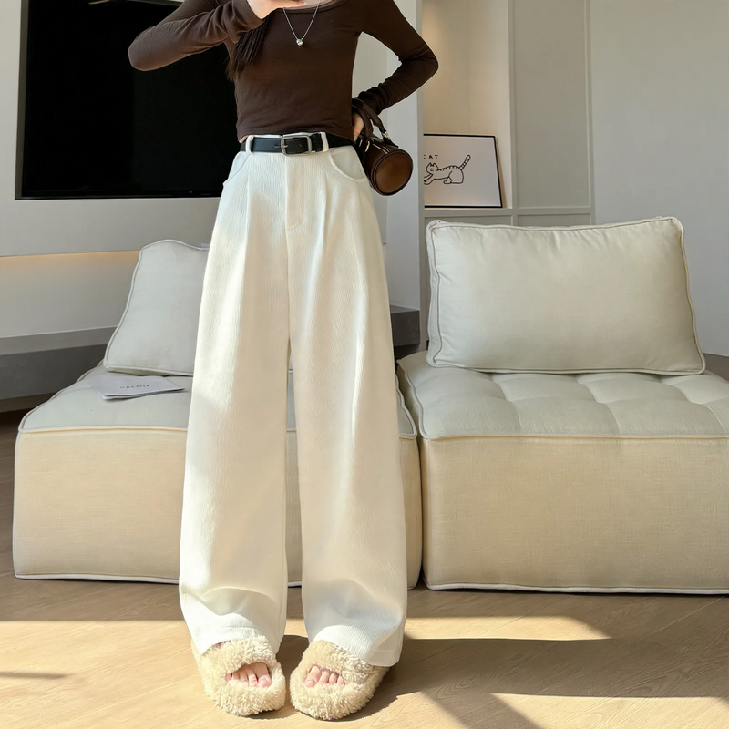 Corduroy suit pants, straight cut