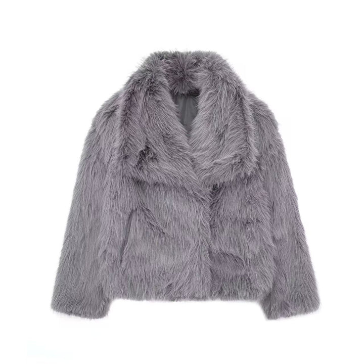 Women’s winter coat, faux fur, large lapel collar