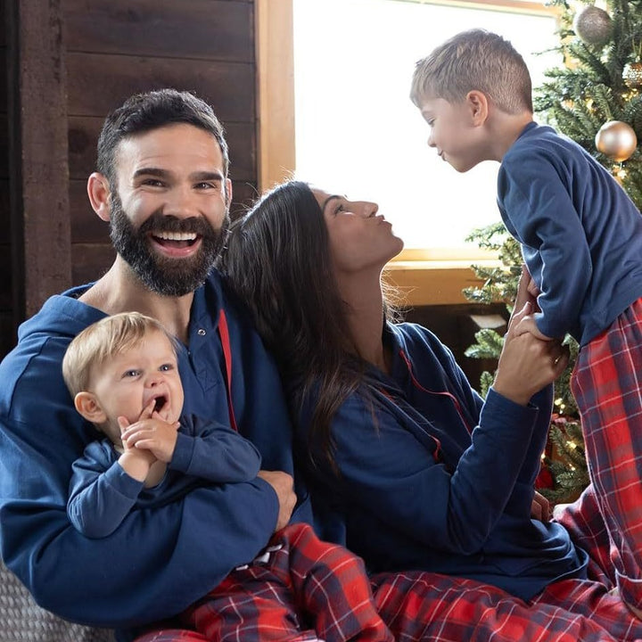 Christmas Pajama Set with Checkered Pattern for Families