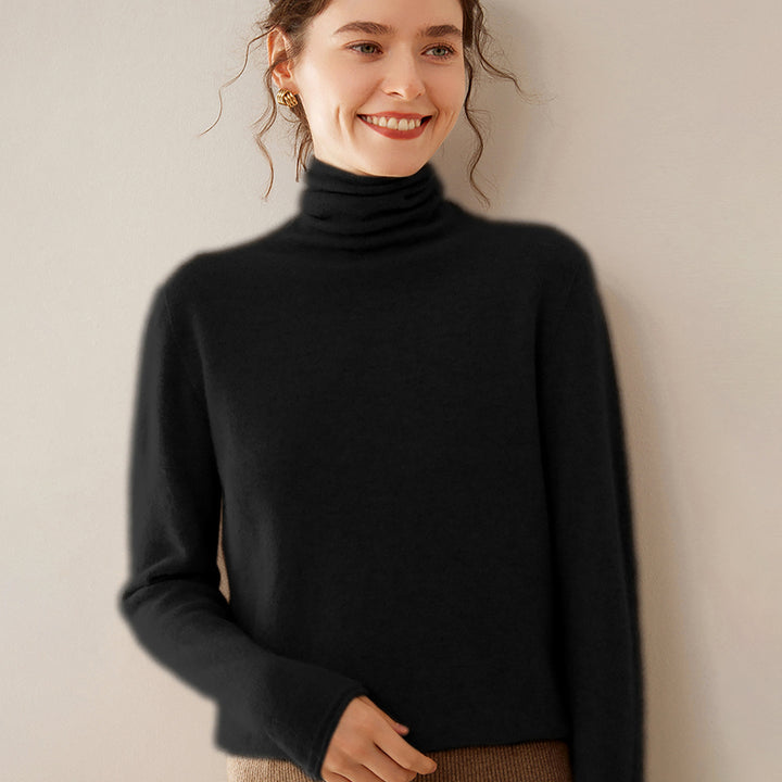 Soft cashmere sweater with stand-up collar