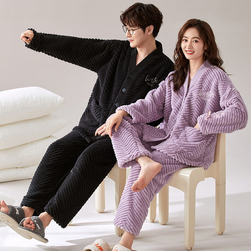 Fluffy flannel loungewear for couples