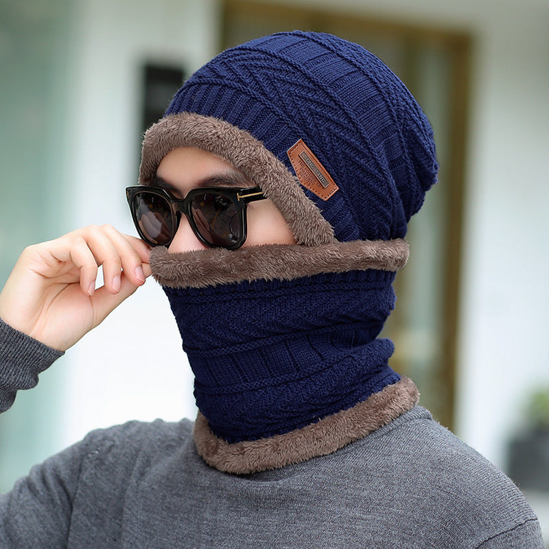 Knitted hat with scarf, 2-piece set, lined