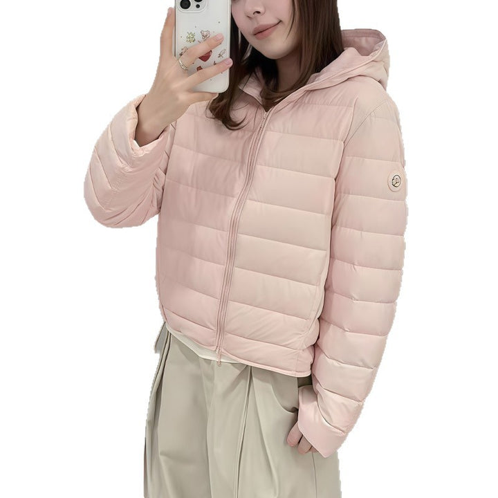 Light down jacket with hood, 90% goose down