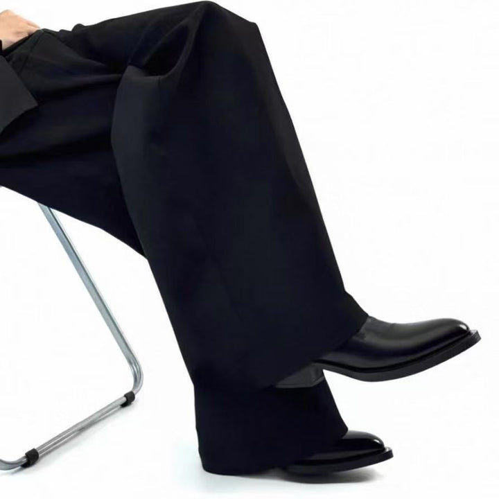 Vintage leather ankle boots with block heel